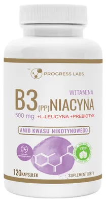 Zdjęcie produktu dla Progress Labs Niacyna Witamina B3 (Pp) 500Mg 120 Kapsułek Wegan