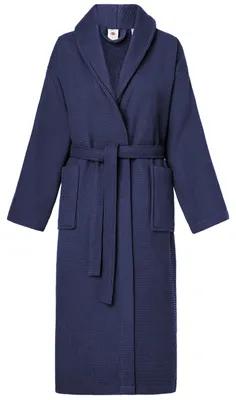 Image de Peignoir en éponge pour femme Ladeheid, 100 % coton piqué gaufré LA40-227 (bleu foncé (D12), taille S)