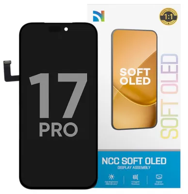 Produktbild von Kompatibles NCC Prime Soft OLED 120Hz Display Touchscreen Bildschirm & Klebestreifen Schwarz für Apple iPhone 17 Pro A3523, A3256 & Werkzeug