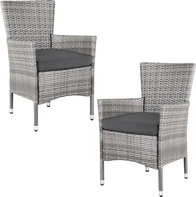 Produktbild von CASARIA® Gartenstühle 2er Set Polyrattan Stapelbar mit Auflagen 160kg Belastbarkeit Wetterfest Outdoor Garten Terrasse Balkon Stapelstuhl Stuhl Sessel