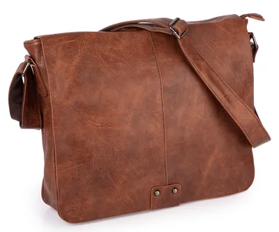 Zdjęcie produktu dla Herisson Duża Torba Męska Na Ramię Elegancka A4 Z Klapą Vintage Do Pracy Brązowa