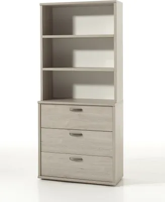 Image de Commode DANY – 3 tiroirs avec module 3 étagères chêne clair