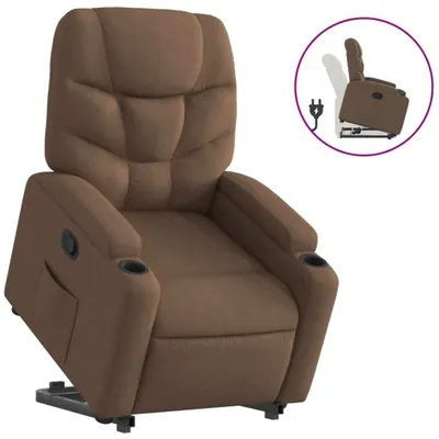 Immagine prodotto di vidaXL Poltrona relax con ausilio per l'alzata in tessuto marrone