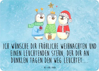 Produktbild von Mr. & Mrs. Panda Blechschild Winterzeit Heilige drei Könige DIN A3 - Eisblau - Geschenk, Weihnachten, Weihnachtsmann, Schild, Retro, wandtafel, Heiligabend, Winter, tafel
