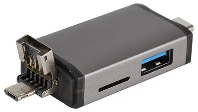 Image de Lecteur de cartes multifonction avec sortie USB Type-C et MicroUSB pour cartes TF (HC) et MMC