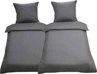 Produktbild von 4 teilige Uni Bettwäsche 135 x 200 cm anthrazit Einfarbig Renforce Baumwolle