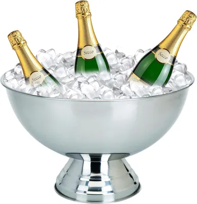 Produktbild von mucHome XXL Champagnerschale aus Edelstahl ⌀40cm Sektkühler Schale Getränke Champagner Wein Sekt Kühler
