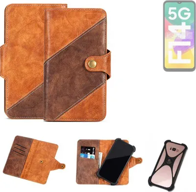 Produktbild von K-S-Trade Handyhülle Schutzhülle Bookstyle Case Wallet-Case kompatibel mit Samsung Galaxy F14 Cover Klapphülle Kantenschutz Smartphone dunkelbraun