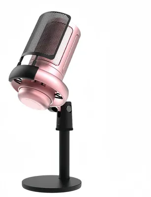 Image de Microphone à condensateur ZELURXX USB avec RGB, microphone gaming avec bonnette anti-pop, enregistrement professionnel, streaming, PC, directivité cardioïde, Plug & Play, rose