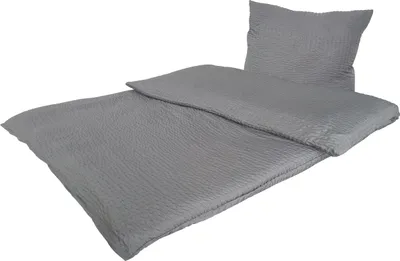 Produktbild von Bettwäsche Seersucker Doppelpack 2x ca. 135x200 cm + 2x ca. 80x80 cm 4 teilig samtweiche Microfaser mit Reißverschluss Design: Anthrazit