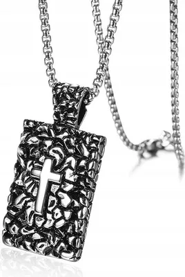 Produktbild von HALSKETTE Silber Stahl Kette KREUZ-SYMBOL 372