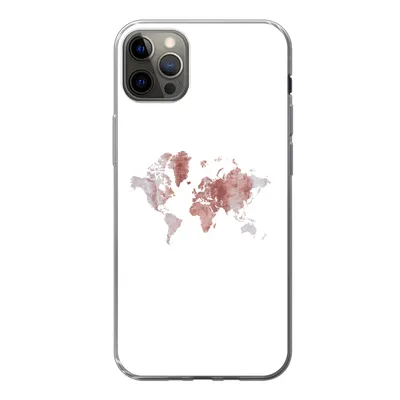 Produktbild von MuchoWow® Handyhülle Schutzhülle Hülle für iPhone 13 Pro Max Weltkarte - Rosa - Farbe Silikon Softcase Handy Hülle - Mobiltelefon