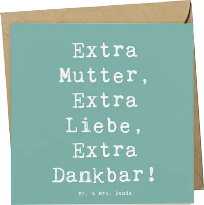 Produktbild von Mr. & Mrs. Panda Klappkarte Spruch Bonusmutter Extra Liebe - Meeresbrise - Geschenk, Elternteil, Grußkarte, Lächeln, doppelkarte, Dankeschön, Glückwunschkarte, Familie