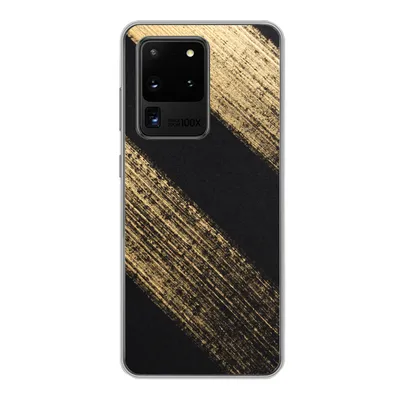 Produktbild von MuchoWow® Handyhülle Schutzhülle Hülle für Samsung Galaxy S20 Ultra Goldene Farbstreifen auf schwarzem Hintergrund Silikon Softcase Handy Hülle - Karteninhaber