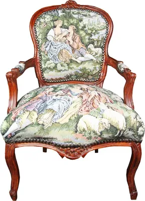 Produktbild von Casa Padrino Barock Salon Stuhl Gobelin / Braun