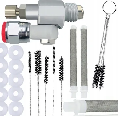 Produktbild von Rosfix Set CleanShot Ventil für Farbspritzgerät – 248bar, 7/8" Gewinde | 10 Dichtungen, 2 Filter 60Mesh, Reinigungsbürsten