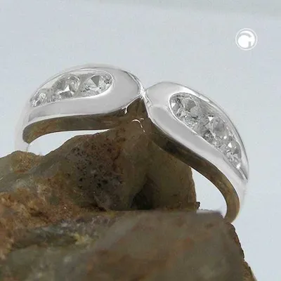 Produktbild von Gr. 60 - Ring 6mm mit 6 Zirkonias glänzend Silber 925 Ringgröße 60