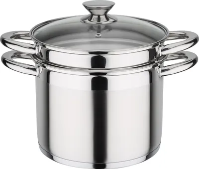 Produktbild von GSW Pasta-Topf Treviso 22 cm mit Glasdeckel, 975360, Edelstahl rostfrei 18/8, ca. 6,5 L