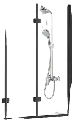 Zdjęcie produktu dla Drzwi Prysznicowe Vevor Do Wanny Składane 1295X1422 Mm Czarne Premium