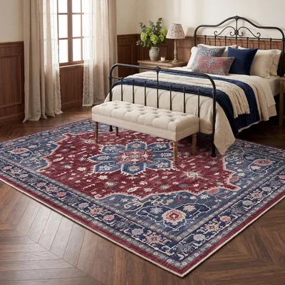Productafbeelding van Vintage Tapijt 200 x 300 cm - Wasbaar - Laagpolig - Antislip - Retro stijl