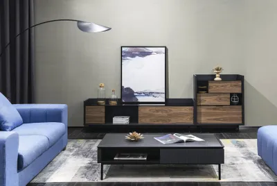 Obrázek produktu pro Schrankwände Regal Wohn Wand Side Low Board Regale Holz design Schränke TV-Möbel