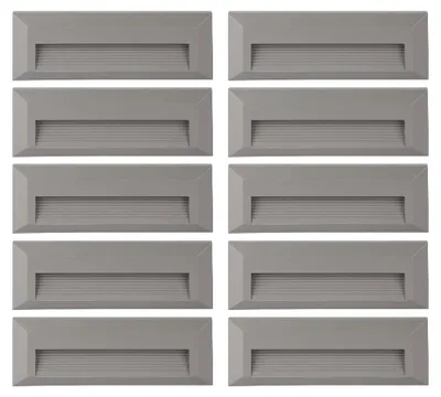 Produktbild von 10er Set LED Stufenleuchte Außen, IP65, grau, B 23 cm