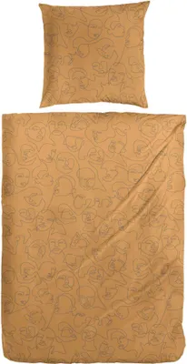 Produktbild von Primera Feinbiber Bettwäsche Hahn Gold Gelb Blüten 100% Baumwolle Reißverschluss Bettbezug Kissenbezug Bettgarnitur Bettwäsche-Set 155x220 cm