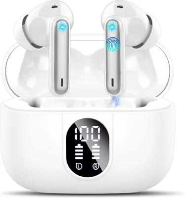 Productafbeelding van AI-oordopjes vertaler, 3-in-1, Bluetooth 5.3, 164 talen, 6 modi, ENC-microfoon, 40 uur batterijduur, real-time vertaler met app voor reizen en zakelijk gebruik