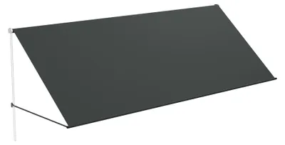 Immagine prodotto di QEENTOE, tenda da sole a cassonetto per balcone, 350x145 cm, con corda e barra di supporto in alluminio, protezione solare per terrazza, balcone e giardino, colore antracite