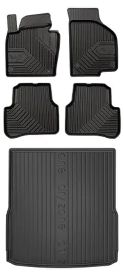 Productafbeelding van Rubberen automatten + kofferbakmat voor Volkswagen Passat B6 2005-2010 (stationwagen) – 5-delig, zwart, op maat – Wielganizator