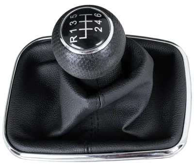 Image de VW Golf IV 97-03 Pommeau de levier de vitesses NOIR + soufflet de levier de vitesses avec cadre CHROME 6 VITESSES 12 MM TROU