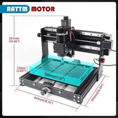 Productafbeelding van CNC Freesmachine - 500 W Vermogen - 300x200x73 mm Werkgebied - Metaal - GRBL Besturing