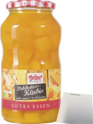 Produktbild von Hofgut Kürbis süss-sauer (720ml Glas) + usy Block