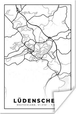 Produktbild von MuchoWow® Poster Lüdenscheid - Karte - Stadtplan 120x180 cm - Kunstposter