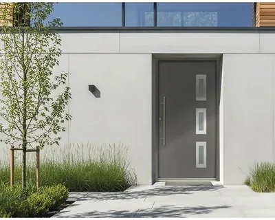 Produktbild von ARON Stahl-Aluminium Haustür Fortis 2200 RC2 1100x2100 mm Quarzgrau RAL 7039 Links (nach innen öffnend) inkl. Beschlagse