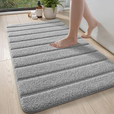 Produktbild von Antirutsch Badematte 60 x 110 cm, weicher und saugfähiger Badteppich, waschbar