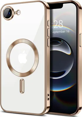 Obrázek produktu pro Magnetické čiré pouzdro pro iPhone 16e/iPhone 17e, kompatibilní s MagSafe, galvanicky pokovené ochranné pouzdro s ochranou fotoaparátu Hnědý