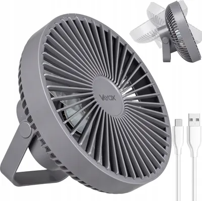 Immagine prodotto di Ventilatore da tavolo con batteria e luce 6xSMD grigio VA0337G Vayox