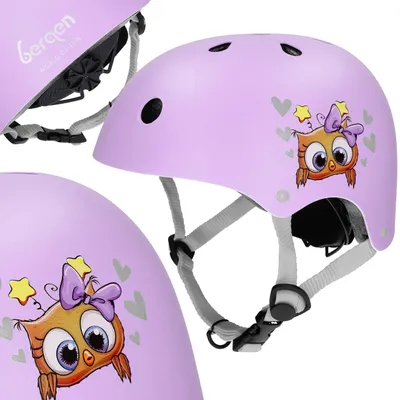 Zdjęcie produktu dla Kask rowerowy dziecięcy na hulajnogę Bergen NINO, XS/S, dla dziewczynki, regulowany, 46-55 cm, lekki, wentylowany, wytrzymały, fioletowy, szary