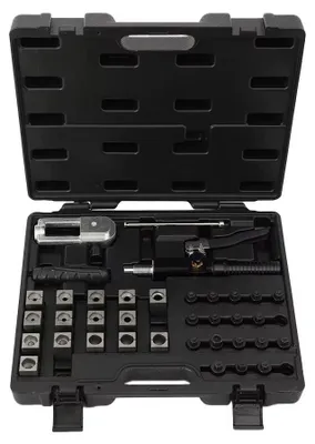 Produktbild von Hydraulisches Bördelgerät für Rohre - Werkzeugsatz - Für Metallrohre 4,75–10 mm - SAE-Adapter 4,76–12,7 mm - 45°-Doppelbördel - Kunststoffkoffer
