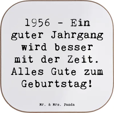 Produktbild von Mr. & Mrs. Panda Tassen Untersetzer Spruch 1956 Geburtstag - Weiß - Geschenk, Glas, Tischuntersetzer, gläseruntersetzer, für Gläser, Jubiläum, Geburtstagsgeschenk