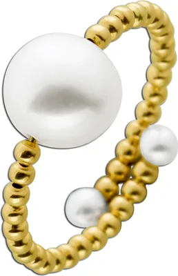 Produktbild von Perlen Ring Gelbgold 585 14K Süßwasserzuchtperlen 3-9mm flexibel 99