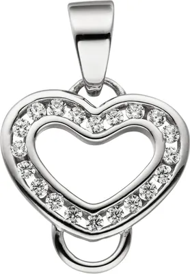 Produktbild von Anhänger für Charms Charm Einhänger Herz mit Zirkonia 925 Silber Damen
