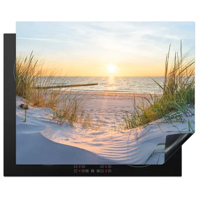 Produktbild von KitchenYeah© Herdabdeckplatte Strand - Sonne - Düne - Gras - Sand - Horizont , 65x52cm, Küche Deko, Glaskeramikkochfeld Herdabdeckung, Abdeckplatte fùr Kochfeld