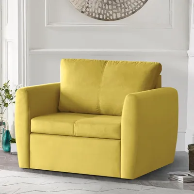 Produktbild von Relaxsessel KAMEL, Gelb, Loungesessel mit Bettfunktion, Bettkasten, Samtstoff
