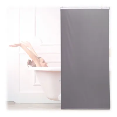 Produktbild von Relaxdays Duschrollo, 80x240 cm, Seilzugrollo für Dusche & Badewanne, Decke & Fenster, Badrollo wasserabweisend, grau