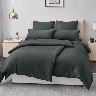 Produktbild von Famanu Bettwäsche 135 x 200 cm 4-teilig grau - Mikrofaser Bettwäsche Set mit Reißverschluss