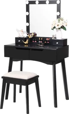 Immagine prodotto di Toeletta con illuminazione e cassetti, nera