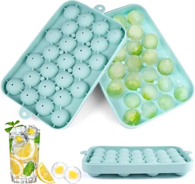 Zdjęcie produktu dla Forma do kostek lodu - zestaw 2 sztuk - 18×12 cm. Forma do kostek lodu z pokrywką i pojemnikiem