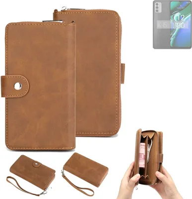 Produktbild von K-S-Trade Handyhülle Schutzhülle kompatibel mit Nokia G42 5G & Portemonnee Tasche Handytasche Case Etui Geldbörse Wallet braun (1x)